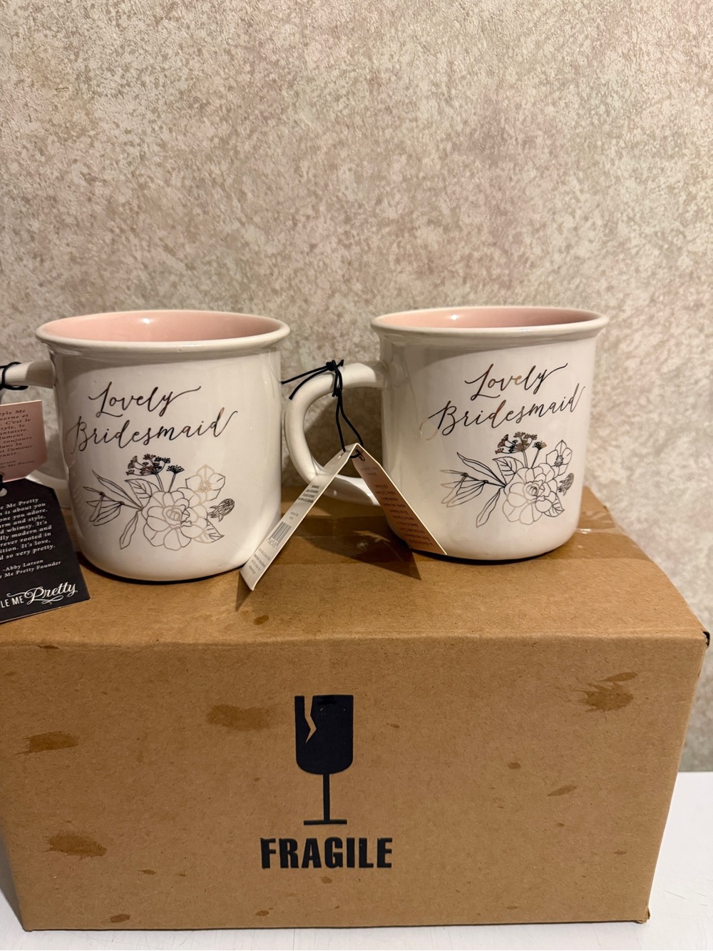 Lovely Bridesmaid Ceramic Mug - Cream Exterior with Pink Interior